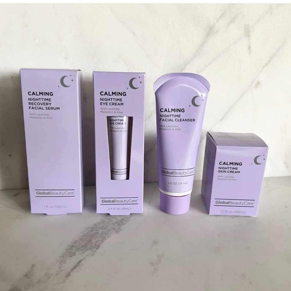 NWT: Global Beauty Care Calming Night skin care gift set with lavender and aloe.